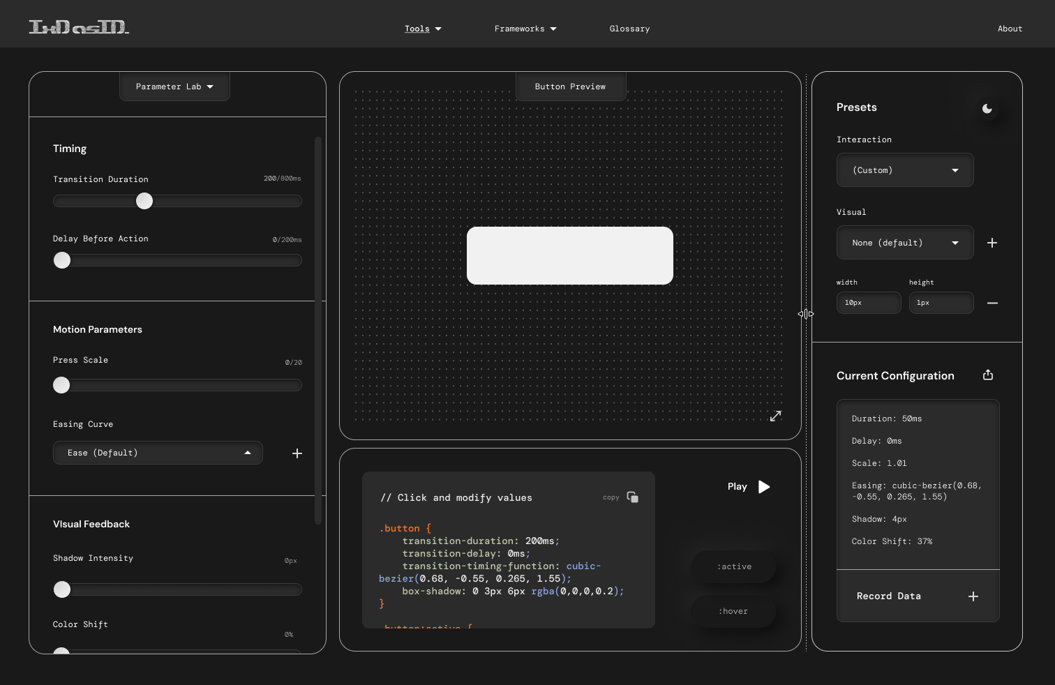 Neumorphism tool design UI